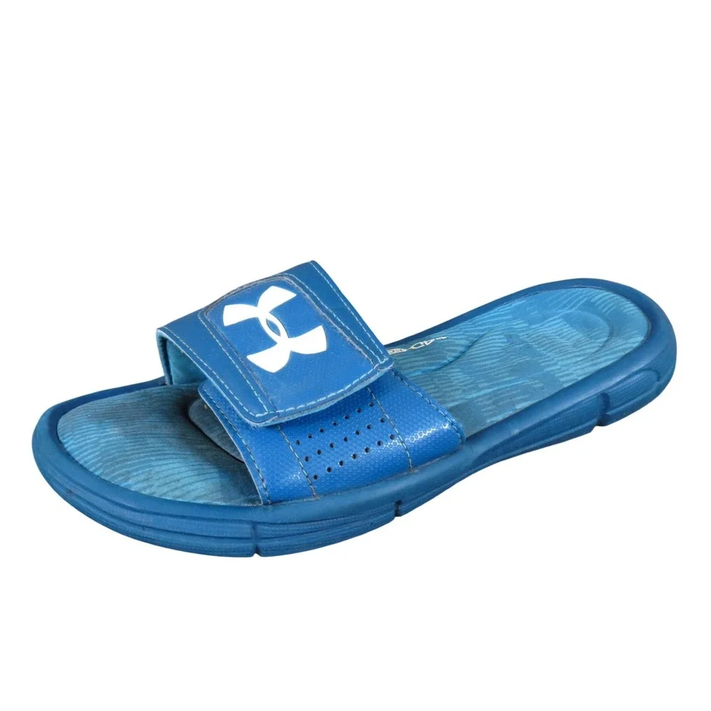Under Armour Ignite Fleet V Boys Slide Sandals Size 5Y Athletic Sports Blue‎